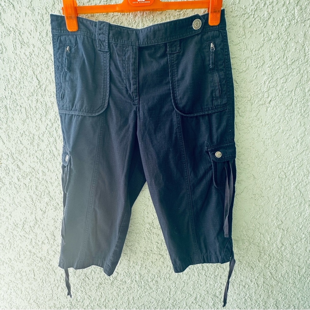Ann Taylor petites 8p MARGO 100% cotton navy blue cargo cropped pants Summer